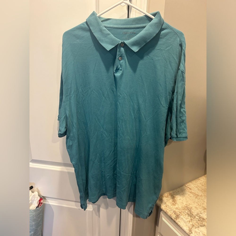 Men’s Claiborne Polo Xxl Teal Blue
